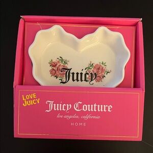 Juicy Couture White Heart Dish with Pink Floral Design